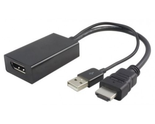 Cable adaptador HDMI macho a DisplayPort hembra.